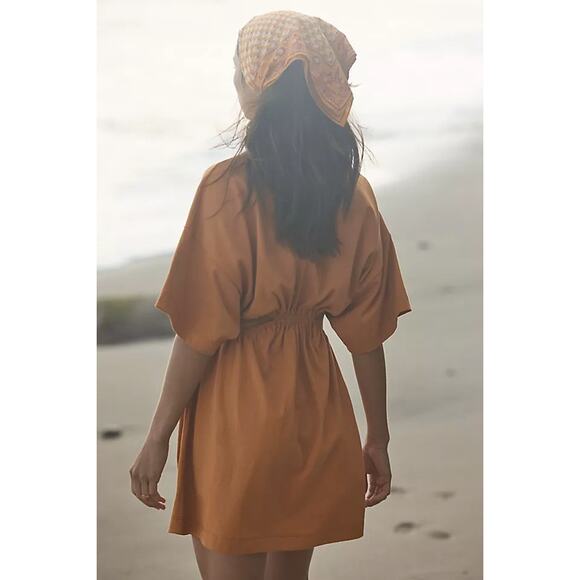 Free People Beach Mustard Orange Dandelion Cut Out Mini T-shirt Dress SZ XS - Picture 2 of 12